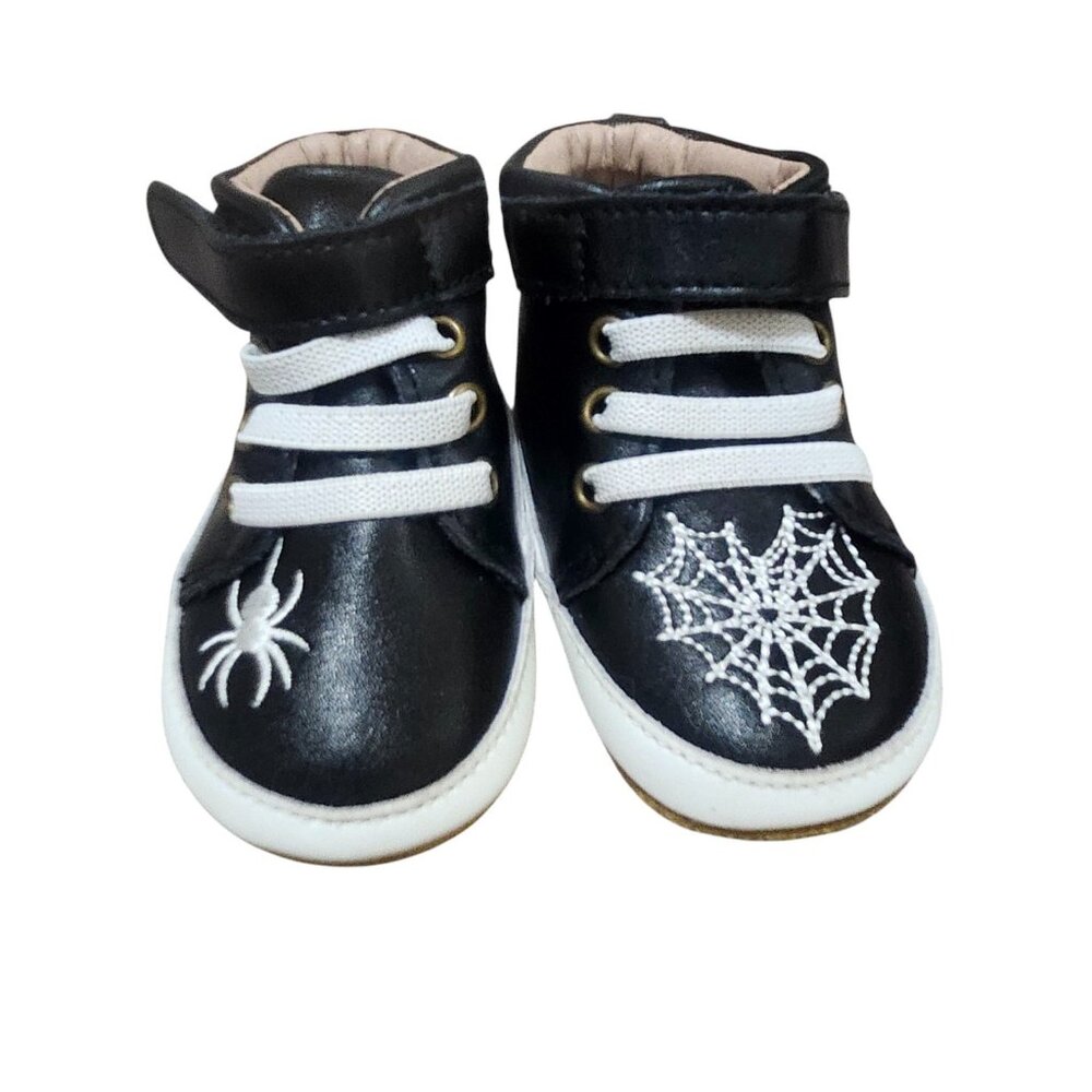 A Bear Co Toddler Size 2‎ Spider Web High Top Sneakers Leather Black Goth Punk